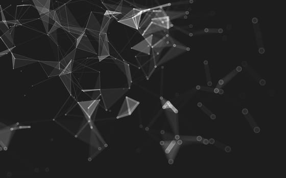 Abstract polygonal space low poly dark background with connecting dots and lines. Connection structure. 3d rendering