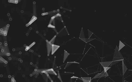 Abstract polygonal space low poly dark background with connecting dots and lines. Connection structure. 3d rendering