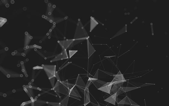 Abstract polygonal space low poly dark background with connecting dots and lines. Connection structure. 3d rendering