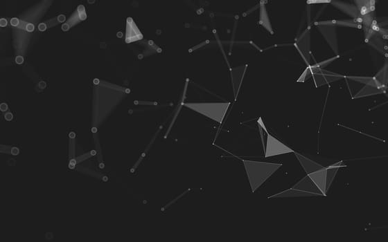 Abstract polygonal space low poly dark background with connecting dots and lines. Connection structure. 3d rendering