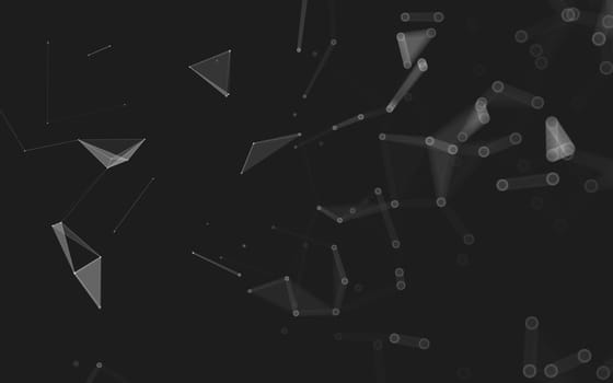 Abstract polygonal space low poly dark background with connecting dots and lines. Connection structure. 3d rendering