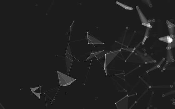 Abstract polygonal space low poly dark background with connecting dots and lines. Connection structure. 3d rendering