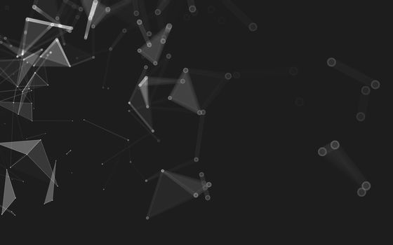 Abstract polygonal space low poly dark background with connecting dots and lines. Connection structure. 3d rendering