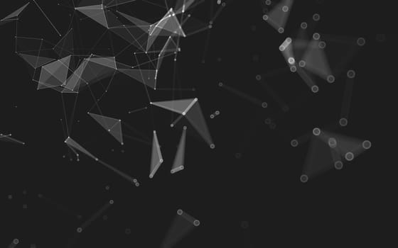 Abstract polygonal space low poly dark background with connecting dots and lines. Connection structure. 3d rendering