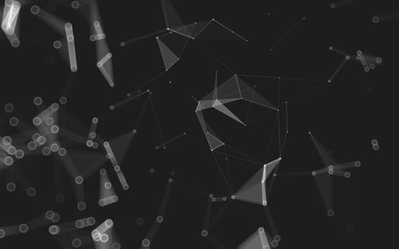 Abstract polygonal space low poly dark background with connecting dots and lines. Connection structure. 3d rendering