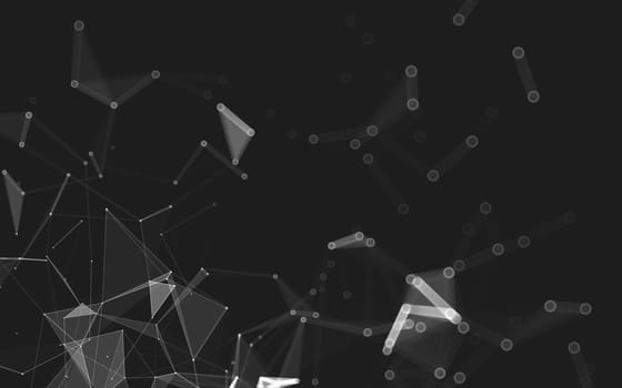 Abstract polygonal space low poly dark background with connecting dots and lines. Connection structure. 3d rendering