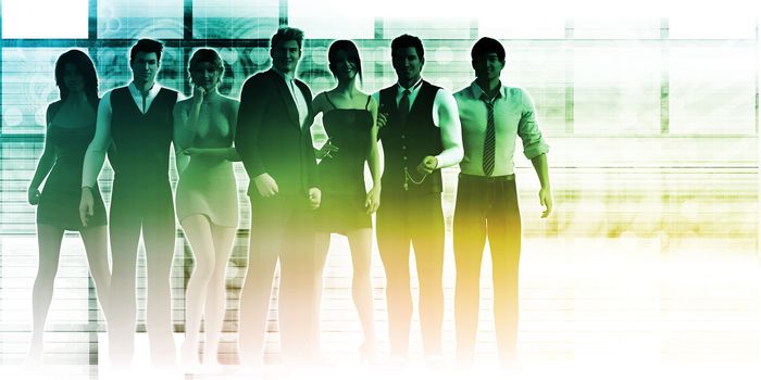 Confident Team of Professional Business People Smiling
