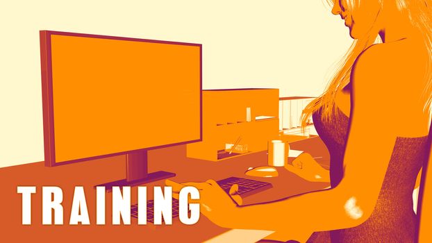  Training Concept Course with Woman Looking at Computer
