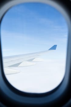 View from a window outside an airplane