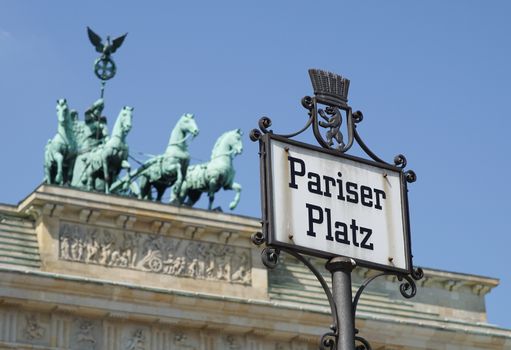 Paris Square with Brandenburg Gate, landmark of German reunification, Berlin, Germany