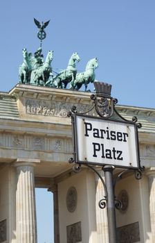 Paris Square with Brandenburg Gate, landmark of German reunification, Berlin, Germany