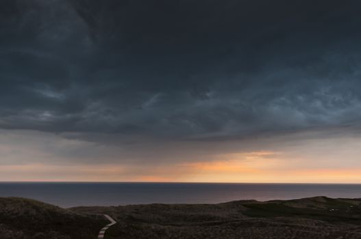 Sunset over the ocean in Sylt, Germany