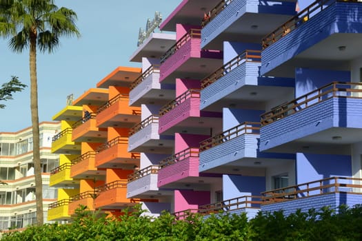 Multi coloured apartments in Gran Canaria