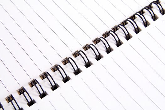 Extreme closeup of a spiral notebook