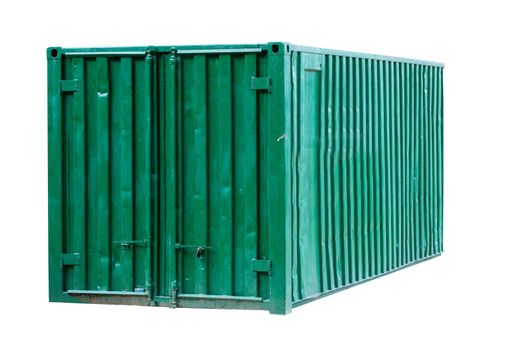 green metal container isolated on white background