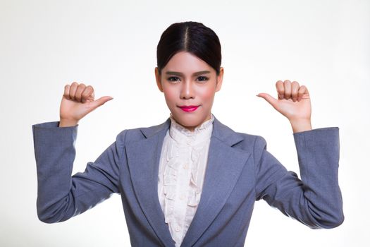 Business woman thumb up show with confidence in themselves