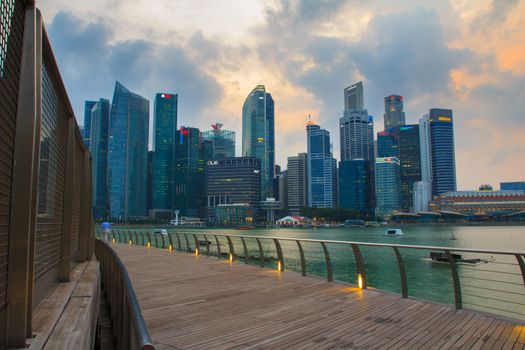 Singapore Skyline and view of Marina Bay