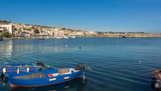 The small boat in the sicilian marina.