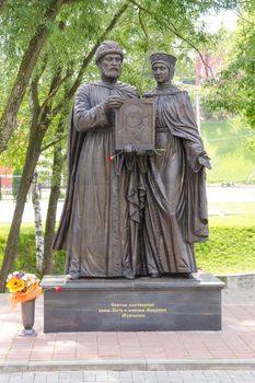 Sergiev Posad - August 10, 2015: Twenty sculpture dedicated to the Holy Prince Petr and Princess Fevronia Murom installed in Sergiev Posad