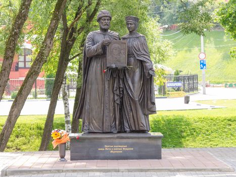 Sergiev Posad - August 10, 2015: The sculptural composition of the Holy Prince Peter and Princess Fevronia Murom in Sergiev Posad, twentieth composition