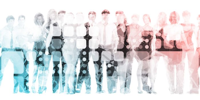 Empowered Professionals Working as a Team Concept