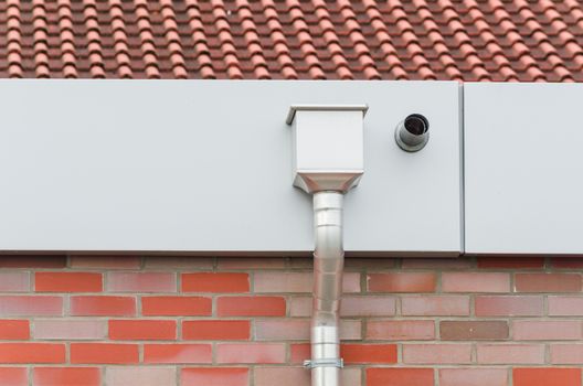 Aluminum gutter box water collector box for roof drainage.