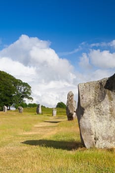 Stone circle in Avebury. It is the largest stone circle in the world. Great Britain