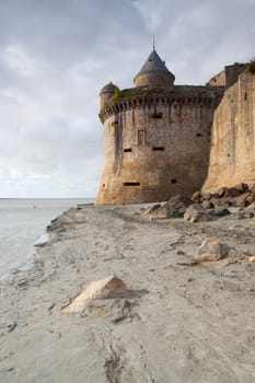 Low tide at the abbey of Mont Saint Michel, Normandy, France
