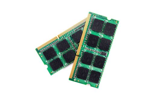 Computer RAM modules isolated on white background.