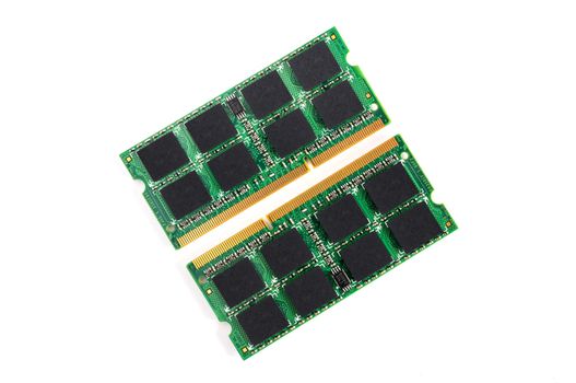 Computer RAM modules isolated on white background.