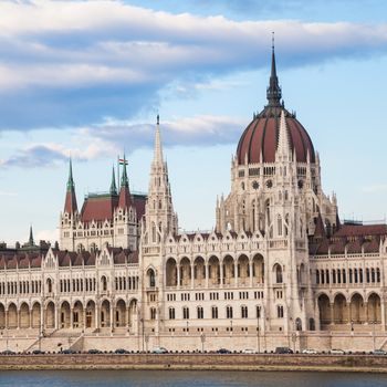 The Hungarian Parliament Building, a notable landmark of Hungary and a popular tourist destination of Budapest.