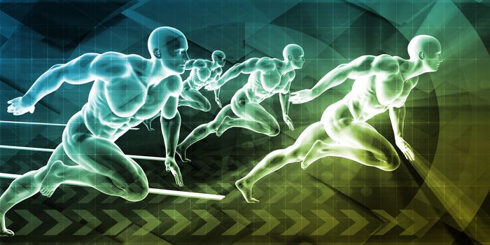 Successful Business Concept with Businessmen Running in Competition