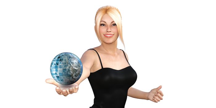 Global Technology Concept with Woman Holding Globe