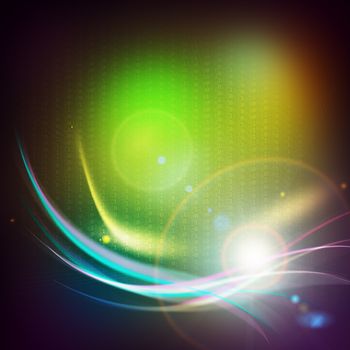 Abstract colorful background with energy waves and molecule