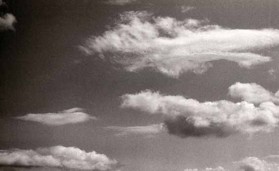 Black and white film image of clouds