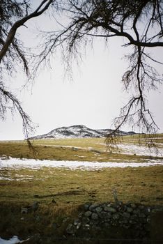 Color film image of winter nature scenery in Ballachroan