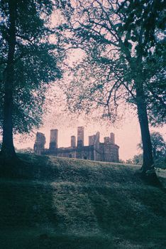 Color film image of castle in Huntly
