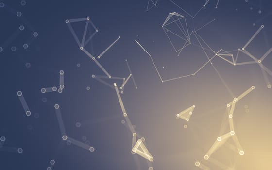 Abstract polygonal space low poly dark background with connecting dots and lines. Connection structure. 3d rendering