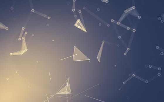 Abstract polygonal space low poly dark background with connecting dots and lines. Connection structure. 3d rendering