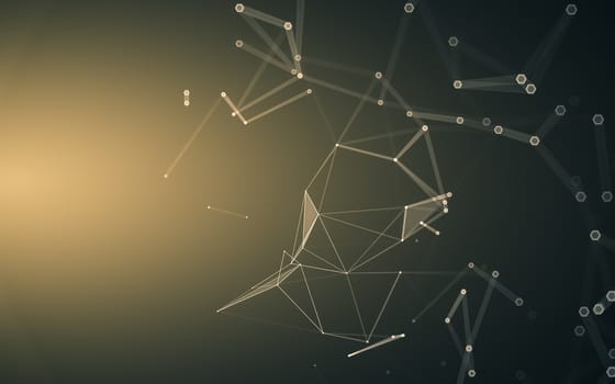 Abstract polygonal space low poly dark background with connecting dots and lines. Connection structure. 3d rendering