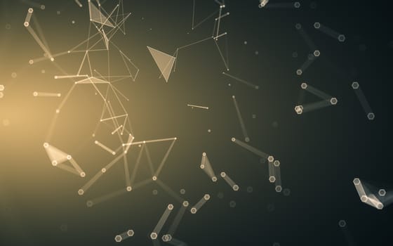 Abstract polygonal space low poly dark background with connecting dots and lines. Connection structure. 3d rendering