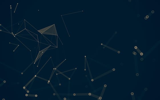 Abstract polygonal space low poly dark background with connecting dots and lines. Connection structure. 3d rendering