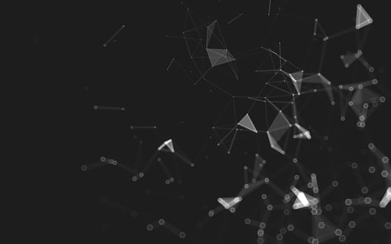 Abstract polygonal space low poly dark background with connecting dots and lines. Connection structure. 3d rendering