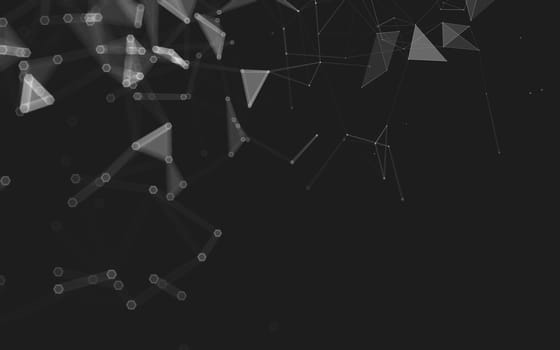 Abstract polygonal space low poly dark background with connecting dots and lines. Connection structure. 3d rendering