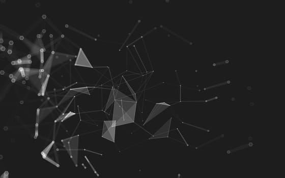 Abstract polygonal space low poly dark background with connecting dots and lines. Connection structure. 3d rendering