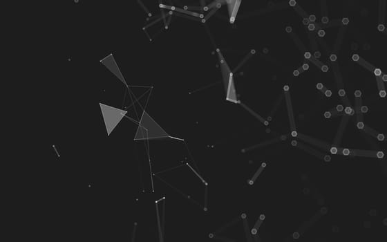 Abstract polygonal space low poly dark background with connecting dots and lines. Connection structure. 3d rendering