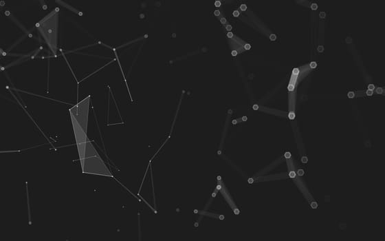 Abstract polygonal space low poly dark background with connecting dots and lines. Connection structure. 3d rendering