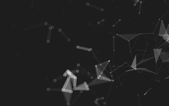 Abstract polygonal space low poly dark background with connecting dots and lines. Connection structure. 3d rendering