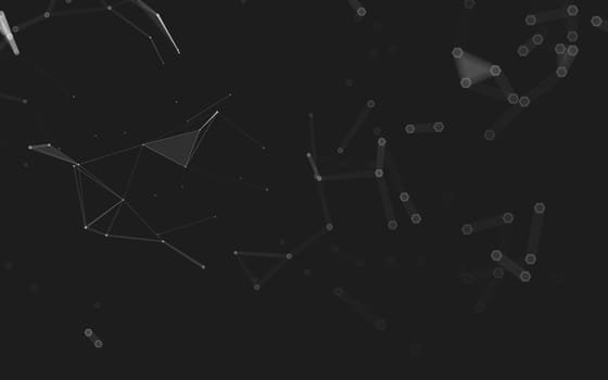 Abstract polygonal space low poly dark background with connecting dots and lines. Connection structure. 3d rendering