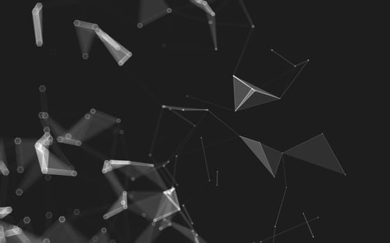 Abstract polygonal space low poly dark background with connecting dots and lines. Connection structure. 3d rendering